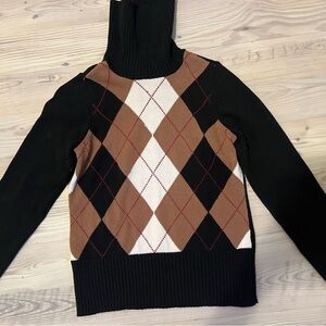 Y2K argyle turtleneck sweater
